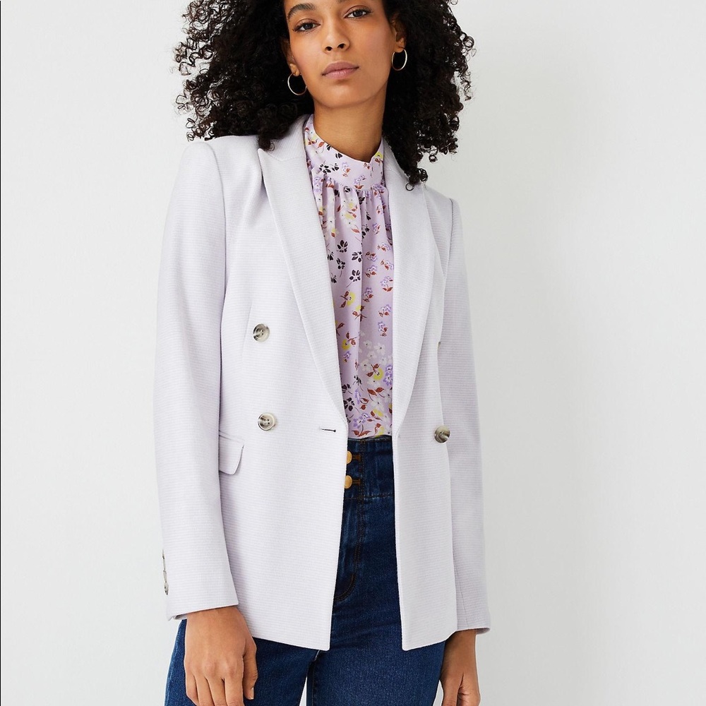 Ann Taylor Lavender Purple Houndstooth Blazer